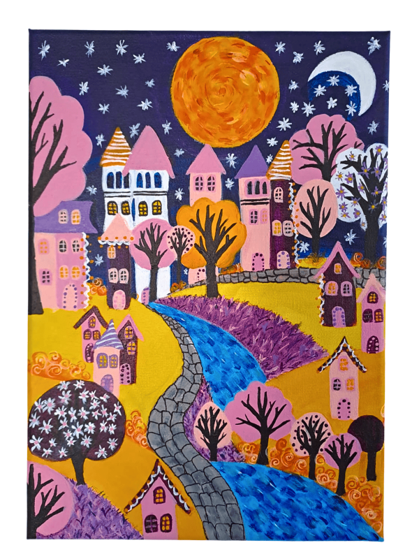 happy night canvas painting
